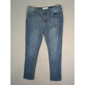VGS Jeans Womens Size 12 Stretch Distressed Embroidered Button Pocket